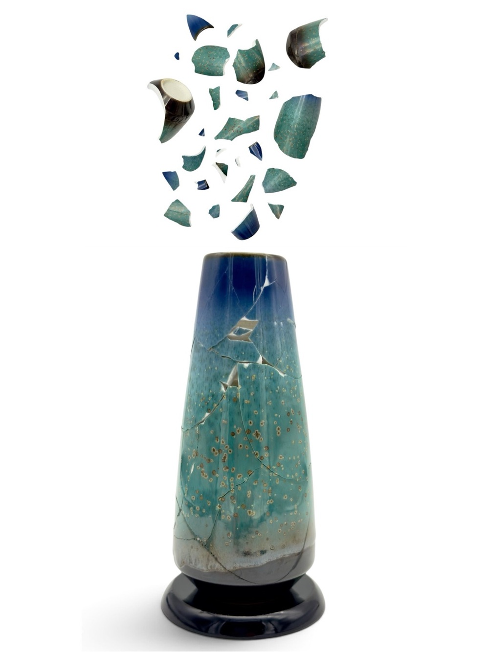 Kintsugi Vase Crystalline Gradient Pottery Gold Crack Art Personal Growth Gift